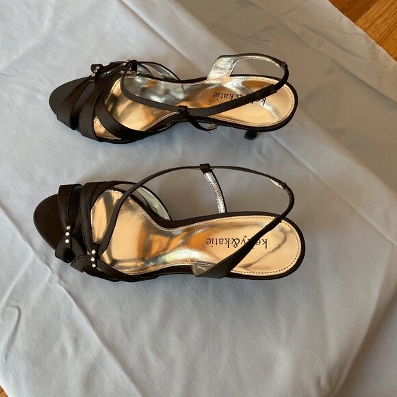 DRESSY BLACK SANDALS With Rhinestones 9.5 M - Picture 3 of 6